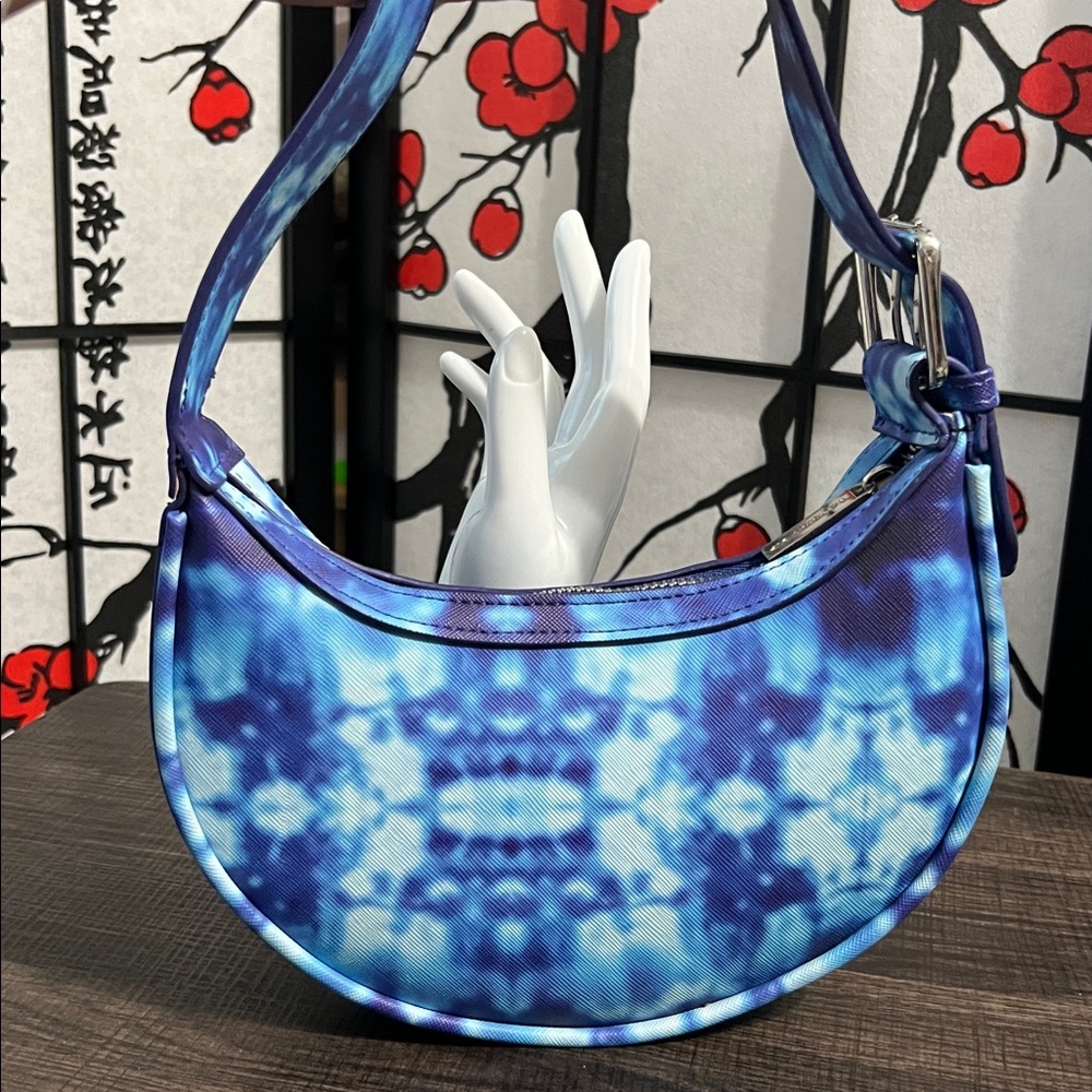 SkinnyDip Blue Tie-Dye Crescent Shoulder Bag
